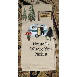 Embroidered RV Camper Dish/ Tea Towel Black Bears Smokies *NEW Home is Where You